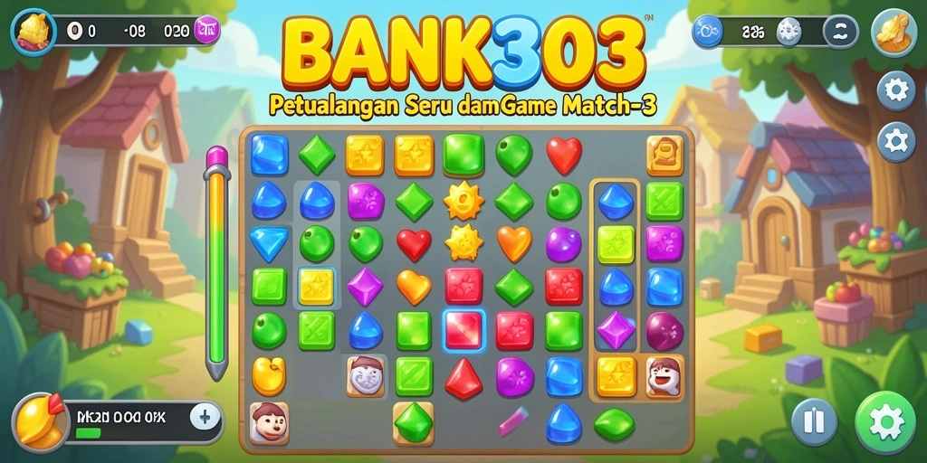 Gameplay seru BANK303 dalam format Match-3 yang menarik.