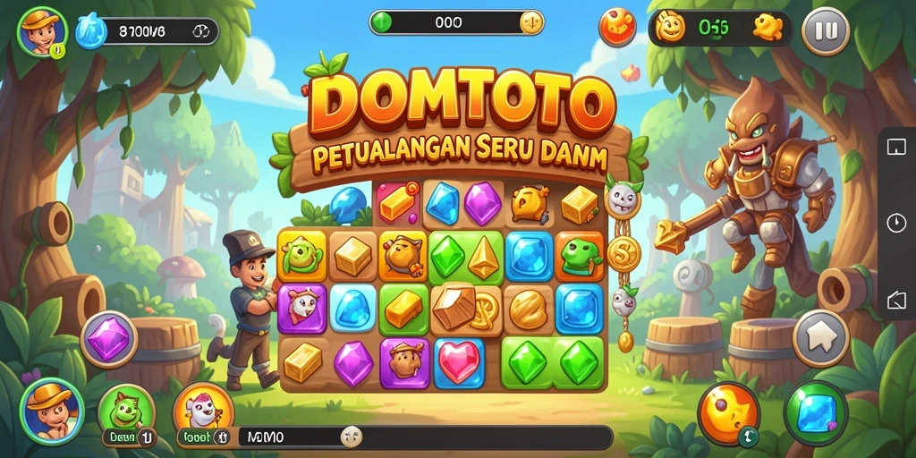 Gameplay menakjubkan dengan grafis cerah dalam DOMTOTO Match-3.