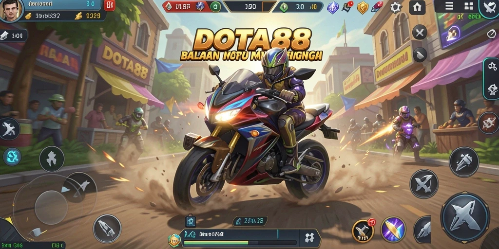 Tampilan gameplay menegangkan dari DOTA88 dengan balapan motor yang seru.