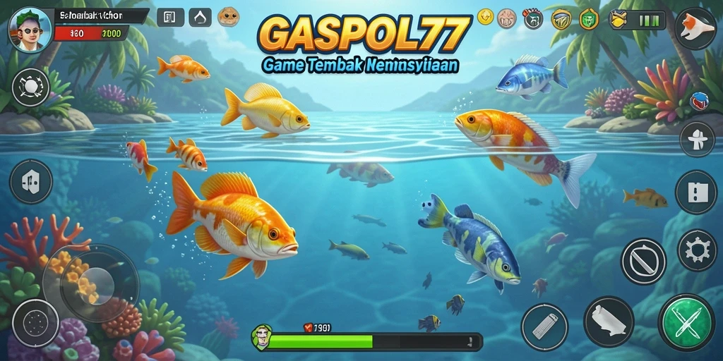 Screenshot gameplay GASPOL77 yang menampilkan aksi menembak ikan.