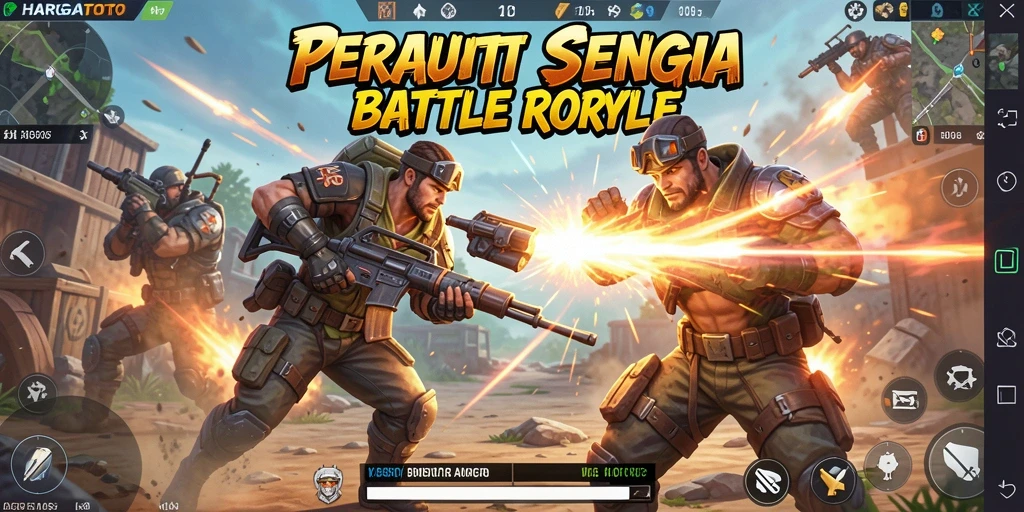 Gameplay seru HARGATOTO saat bertempur di arena Battle Royale.
