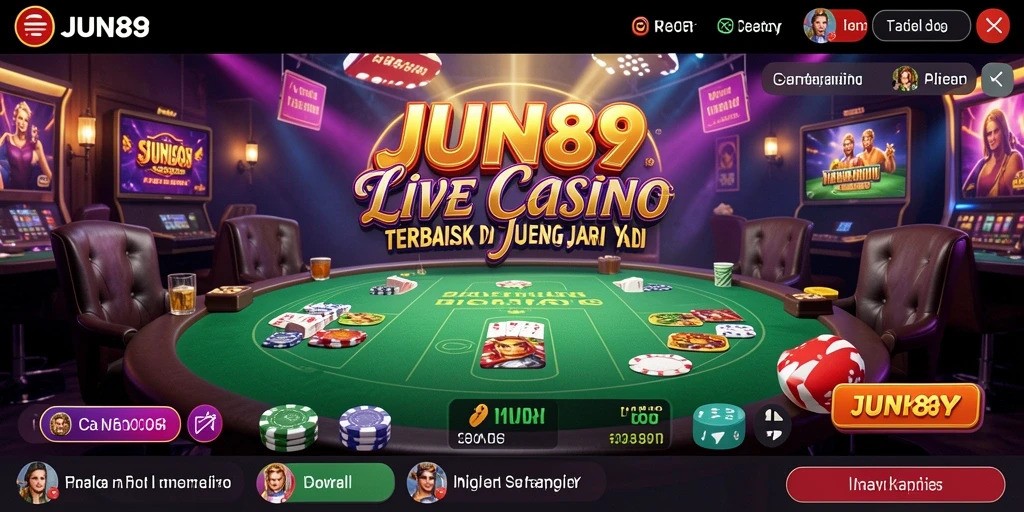 Screenshot permainan JUN88 menampilkan dealer profesional di meja Live Casino.