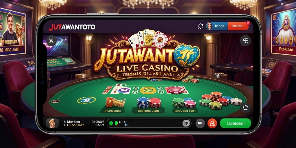 Tampilan gameplay JUTAWANTOTO dengan dealer langsung di kasino.