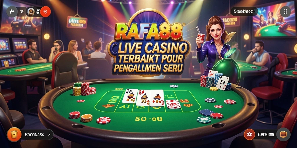 Screenshot RAFA88 menampilkan dealer Live Casino dan interaksi pemain yang menyenangkan.