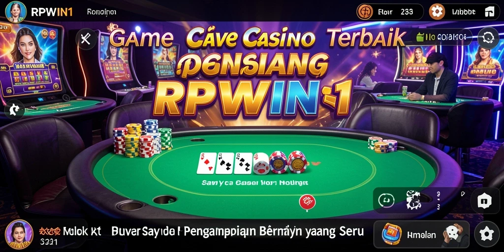 Screenshot RPWIN1 menunjukkan dealer yang ramah dan suasana permainan yang hidup.
