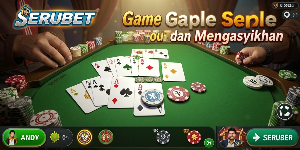 Screenshot gameplay SERUBET yang menampilkan serunya bermain Gaple.