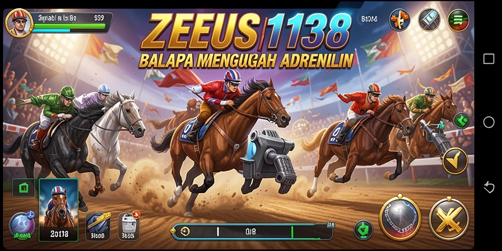 Screenshot gameplay ZEUS138 menampilkan aksi balapan yang mendebarkan dan kendaraan cepat.